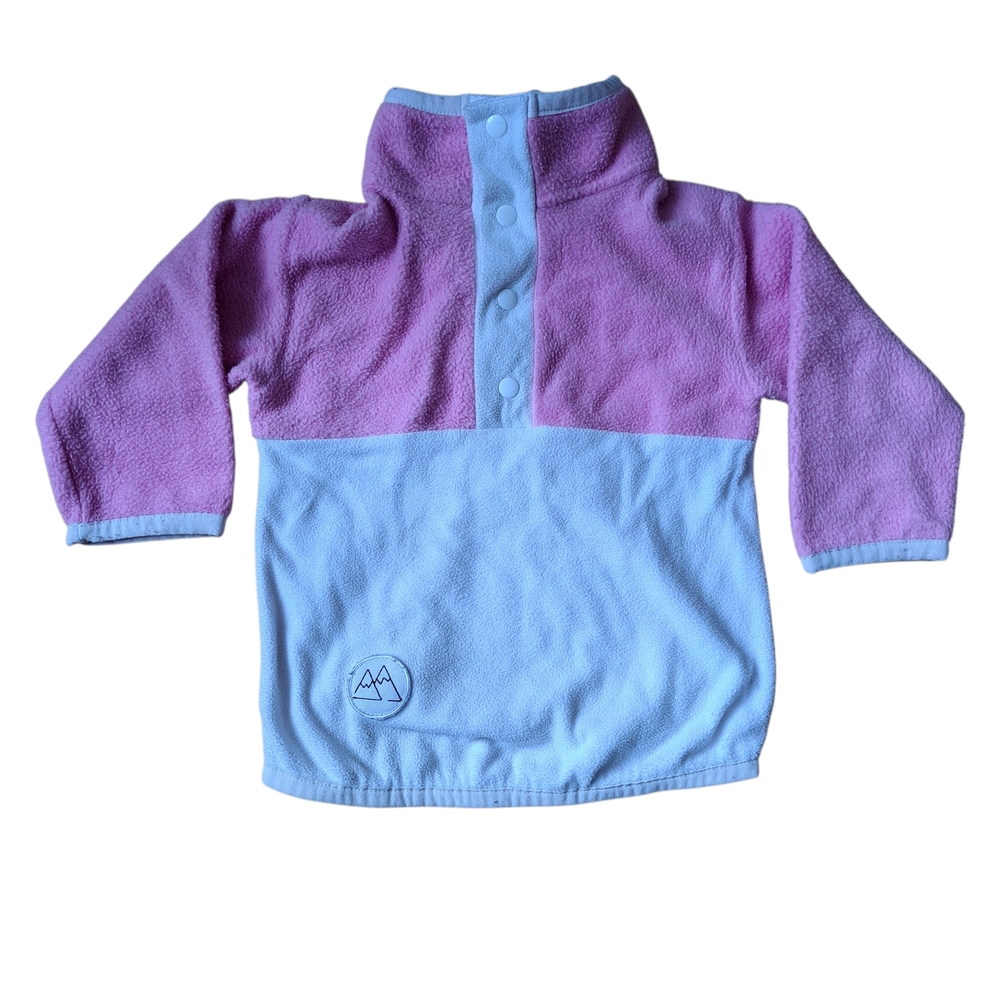 🇨🇦 Petit Montagnard Fleece Pullover – Pink & White –  2 Years – Kids Toddler